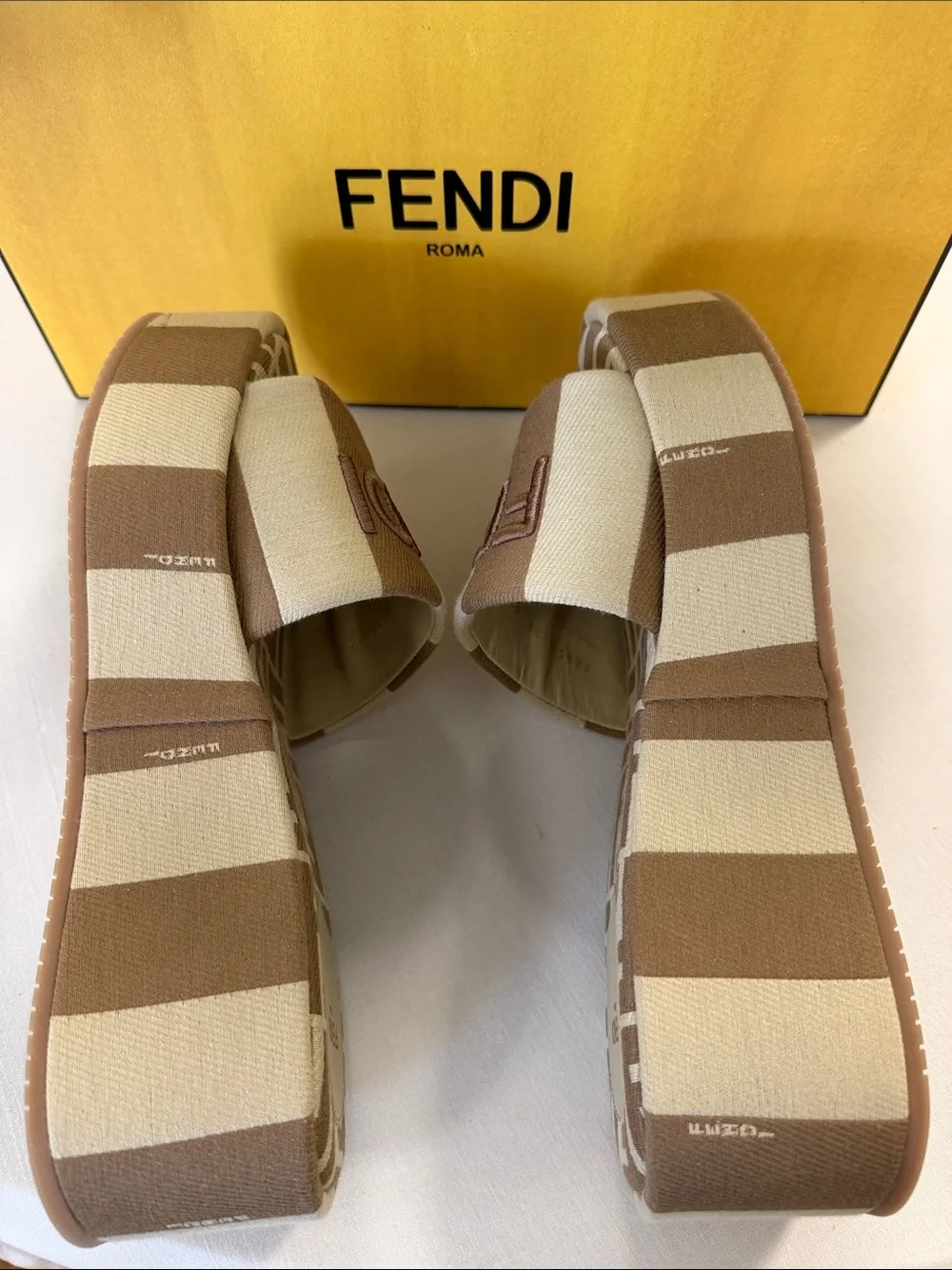 Fendi FF Logo Slide Sandals NWT Full set size 39
